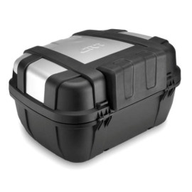 Valigia nera TREKKER 52 lt. con finitura in alluminio anodizzato.