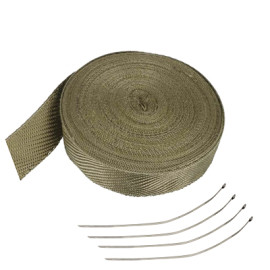 Benda Termica per tubo marmitta grigio scuro H. 5 Cm L. 15 m  spessore 2mm Con 4 Fascette in acciaio inox