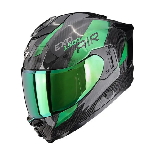 CASCO INTEGRALE IN CARBONIO SCORPION EXO-1500 Carbon Air PLATTED BLACK - GREEN