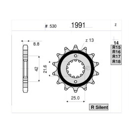 KIT TRASMISSIONE DID PIGNONE 15 CORONA 44 CATENA 50-VX 114 MAGLIE RAPPORTO MODIFICATO +2 CORONA SUZUKI GSX 750 (98/01)