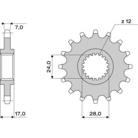 PIGNONE IN ACCIAIO CEMENTATO DA 14 DENTI  PASSO 525 HONDA CB 600 HORNET / S (1997/2006) - CBF 600 N / S / ABS (2004/2006) - CBR 600 F / F3 (1997/1998)