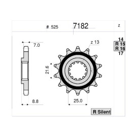 KIT Trasmissione DID - PIGNONE 15 - CORONA 44 RAPPORTI MODIFICATI +2 CORONA - CATENA 525-ZVMX 114 MAGLIE - KAWASAKI Z 1000 - ABS (2010-2013)