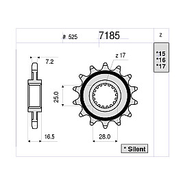 KIT Trasmissione DID - PIGNONE 17 - CORONA 38 - CATENA 525-ZVMX 110 MAGLIE - KTM 950 DUKE (2004)