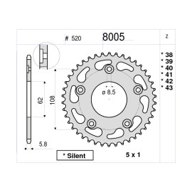 KIT TRASMISSIONE DID PIGNONE 14 CORONA 38 CATENA 520-NZ CAGIVA MITO 125 EVOLUTION (00/04)