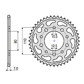 CORONA DA 44 DENTI IN ACCIAIO CEMENTATO PASSO ORIGINALE (525) - HONDA CB 500 (1994/2005) - VT 600 C SHADOW (1988/2002) - CB 750 F2 / NIGHTHAWK / SEVENFIFTY (1992/2002) - XRV 750 AFRICA TWIN (1990/2003)