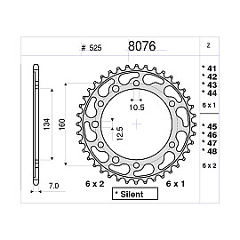 CORONA DA 41 DENTI IN ACCIAIO CEMENTATO PASSO ORIGINALE 525 HONDA CBR 600 RR