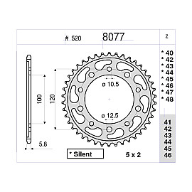 CORONA DA 44 DENTI IN ACCIAIO CEMENTATO PASSO ORIGINALE 520 APRILIA RS 125 (2006-2011)
