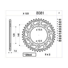 CORONA DA 43 DENTI IN ACCIAIO CEMENTATO PASSO ORIGINALE 525 SUZUKI GSX-R 600 (2006-2010) - 750 GSX-R (2004-2005)