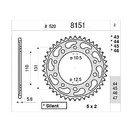 CORONA IN ERGAL CEMENTATA 42 DENTI  PASSO 520 per BMW S 1000 RR / ABS  (2010-2013)
