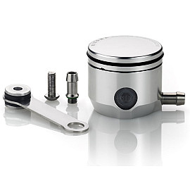 Serbatoio olio freno frizione RIZOMA in alluminio con becco laterale e indicatore livello - diametro 50 mm - altezza 43 mm - capacità 35 ml