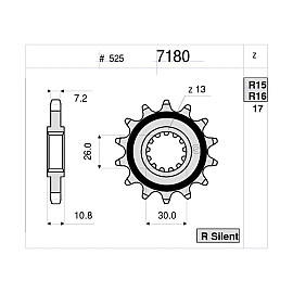 PIGNONE IN ACCIAIO CEMENTATO 15 DENTI  PASSO 525 per YAMAHA R1 (RIM)  (2015>)
