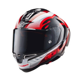 CASCO ALPINESTARS SUPERTECH R10 TEAM - BLACK CARBON RED WHITE GLOSSY