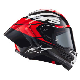 CASCO ALPINESTARS SUPERTECH R10 ELEMENT - BLACK CARBON BRIGHT RED WHITE GLOSSY
