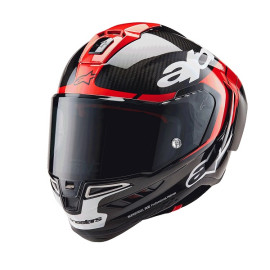 CASCO ALPINESTARS SUPERTECH R10 ELEMENT - BLACK CARBON BRIGHT RED WHITE GLOSSY