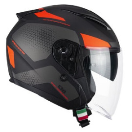 CASCO CGM OPEN FACE DNA GALAXY 136G Nero Arancione Fluo Opaco