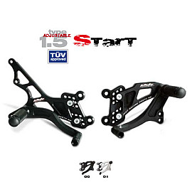 Pedane arretrate in Ergal Valter Moto modello START Tipo 1.5 Regolabili TRIUMPH SPEED TRIPLE 1050 (2005/2010)