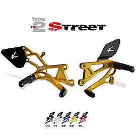 Pedane arretrate in Ergal Valter Moto modello STREET Tipo 2 Fisse Cambio Rovesciato TRIUMPH DAYTONA 675 - STREET TRIPLE 675 / R (2006/2010)