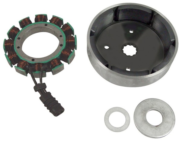 Volano completo monofase 12 poli 380W/32A per HARLEY DAVIDSON 1314 FLHR ROAD KING (96) - 1340 FLHS ELECTRA GLIDE SPORT (89/93) - 1314 FLHT ELECTRA GLIDE STANDARD (95/96) - 1314 FLHTC ELECTRA GLIDE CLASSIC (89/96)