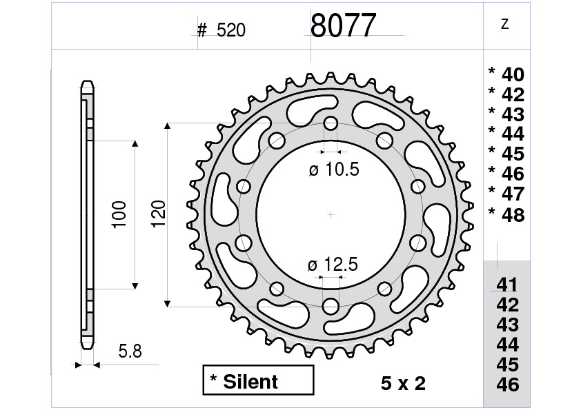 CORONA DA 44 DENTI IN ACCIAIO CEMENTATO PASSO ORIGINALE 520 APRILIA RS 125 (2006-2011)