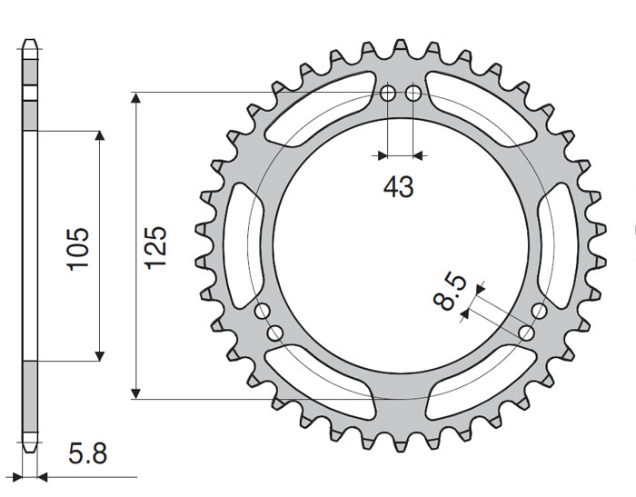 CORONA DA 50 DENTI IN ACCIAIO CEMENTATO PASSO ORIGINALE 420 MALAGUTI XTM 50 (03/06) - YAMAHA DT 50 R (03/06)