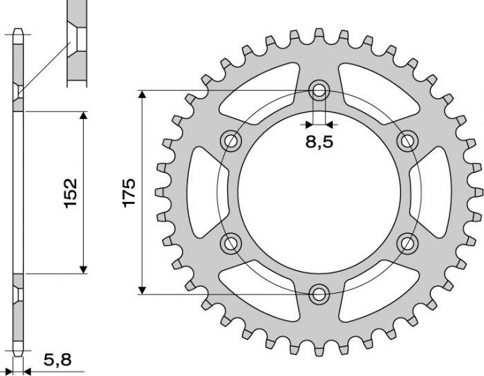 CORONA IN ACCIAIO CEMENTATO da 47 DENTI passo 520 per YAMAHA TT 600  L - N - S -V - R- RE (1980-2005)