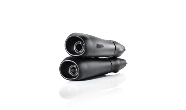 Coppia Terminale di scarico Akrapovic Linea Slip on (NERO) per HARLEY DAVIDSON  SOFTAIL FLSTF FAT BOY (07/14) / FLSTFB FAT BOY LO (10/14) / FXSTD DEUCE (07)
