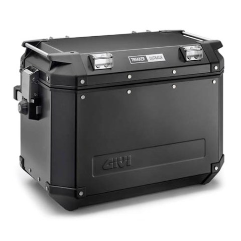 Valigia laterale Trekker Outback Black Line, in alluminio verniciato nero, 48 lt.