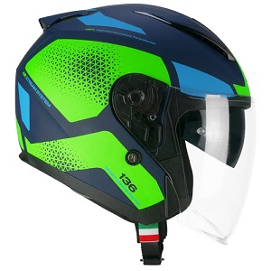 CASCO CGM OPEN FACE DNA GALAXY 136G Blu Verde Fluo Opaco