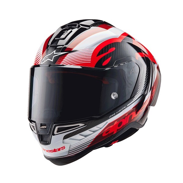 CASCO ALPINESTARS SUPERTECH R10 TEAM - BLACK CARBON RED WHITE GLOSSY
