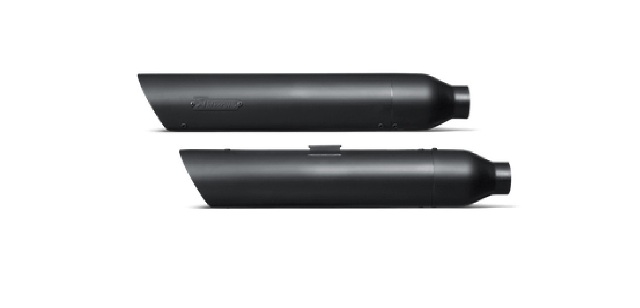 Coppia silenziatori di scarico AKRAPOVIC Linea Slip on Nero Omologato per HARLEY DAVIDSON FLSTF FAT BOY (2007-2014) - FLSTFB FAT BOY LO (2010-2014) - FXSTD DEUCE (2007)