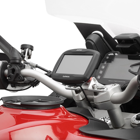 Supporto universale in alluminio anodizzato, per il fissaggio dei navigatori Garmin Zumo 390LM e Garmin Zumo 590LM su S901A smart mount