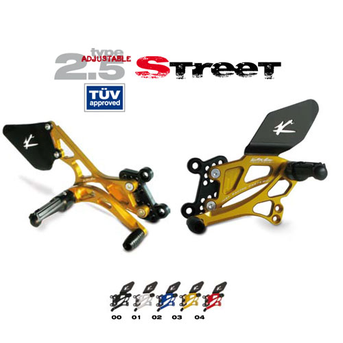 Pedane arretrate in Ergal Valter Moto modello STREET Tipo 2.5 Regolabili TRIUMPH SPEED TRIPLE 1050 (2005/2010)