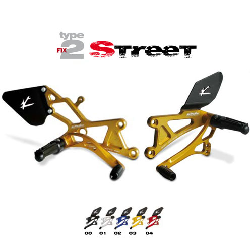 Pedane arretrate in Ergal Valter Moto modello STREET Tipo 2 Fisse Cambio Rovesciato TRIUMPH DAYTONA 675 - STREET TRIPLE 675 / R (2006/2010)