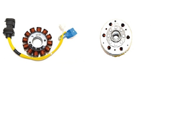 Volano completo Kokusan 150W - 12 poli trifase diametro 101,8 - cono 19 MOTORE PIAGGIO LEADER 125 4T (2v-ARIA/4V-ACQUA) 150/200 (2V-ARIA) per ITALJET TORPEDO 150 JET SET 125/150 - MALAGUTI MADISON 3 125 (06/>) - PEUGEOT LOOXOR (125/150)